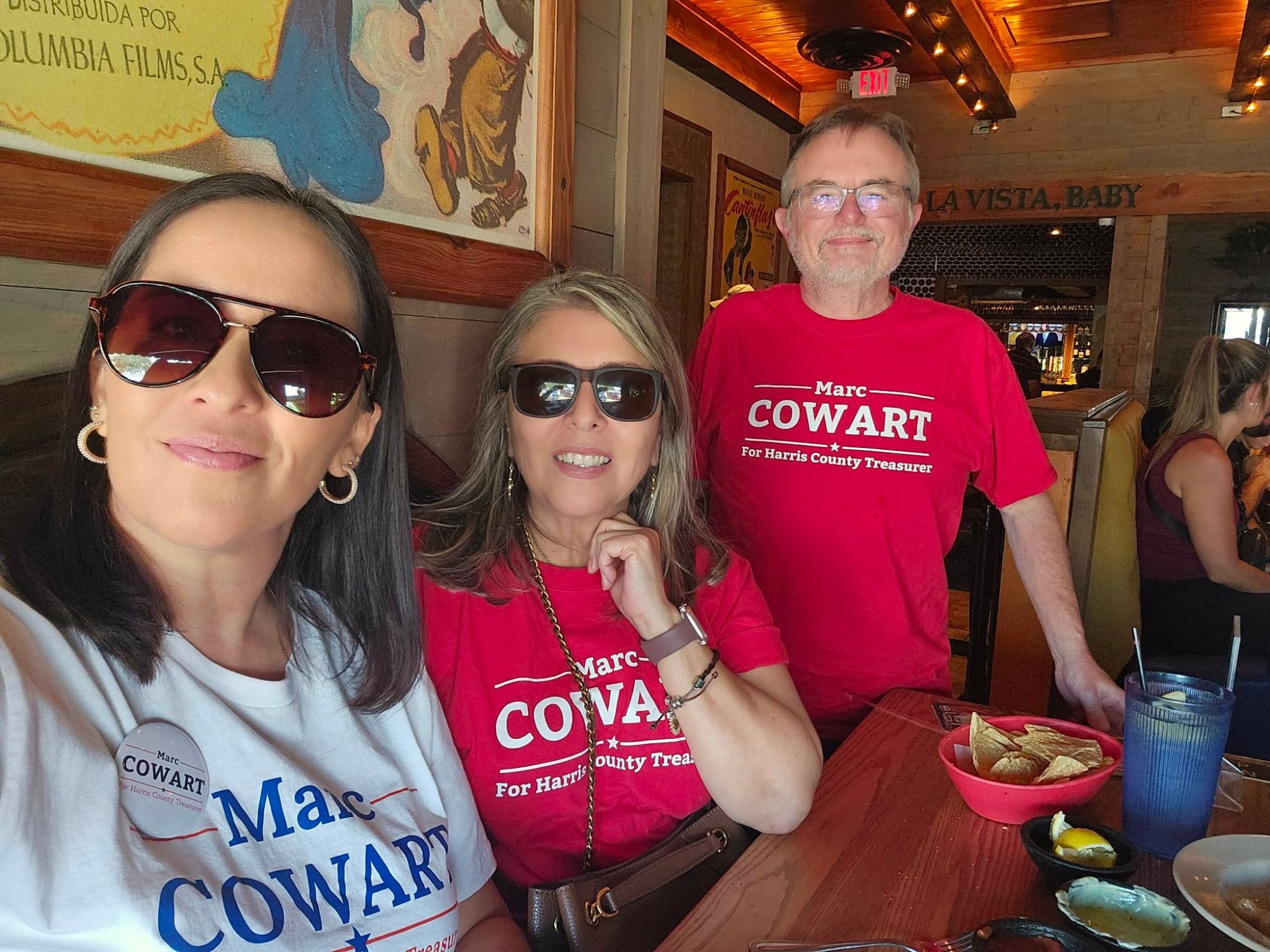 Supporters wearing Cowart campaign shirts